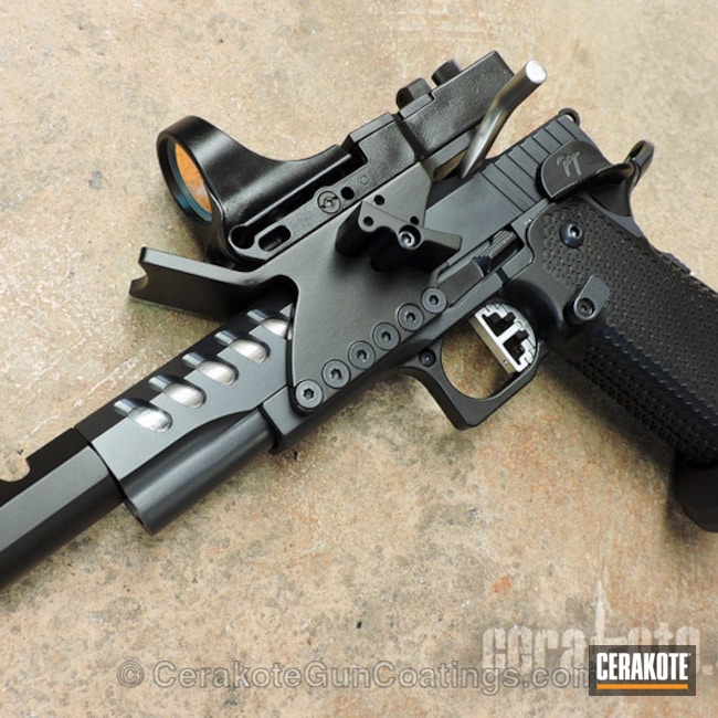Cerakoted Sti Handgun Coated In H-146 Graphite Black And H-234 Sniper Grey