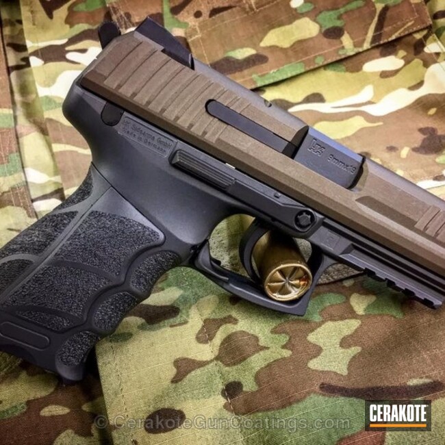 Cerakoted: Sniper Grey H-234,Two Tone,Pistol,Heckler & Koch,Midnight Bronze H-294
