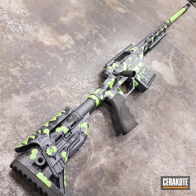 Cerakoted Savage Arms Bolt Action Rifle Done In A Custom Hex Camo Pattern