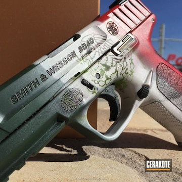 Cerakoted Smith & Wesson Handgun Coated In A Flag Of Mexico Theme