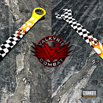 Cerakoted Custom Wrench Coated In A Flame / Checkered Flag Race Theme