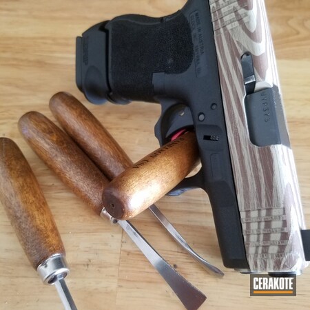 Powder Coating: Glock 26,Glock,Wood Grain Pattern,Pistol,Woodland Camo Pattern,Wood,Federal Brown H-212,BENELLI® SAND H-143
