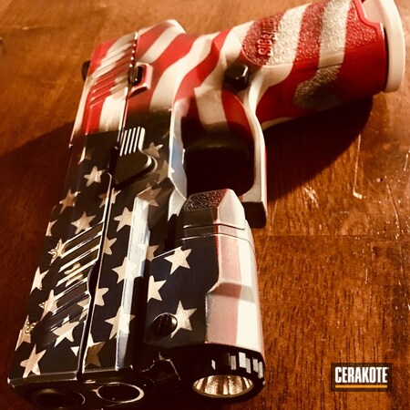 Powder Coating: KEL-TEC® NAVY BLUE H-127,Graphite Black H-146,Sig Sauer,Pistol,Stormtrooper White H-297,Merica,American Flag,FIREHOUSE RED H-216,Stars and Stripes,Distressed American Flag