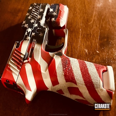 Powder Coating: KEL-TEC® NAVY BLUE H-127,Graphite Black H-146,Sig Sauer,Pistol,Stormtrooper White H-297,Merica,American Flag,FIREHOUSE RED H-216,Stars and Stripes,Distressed American Flag