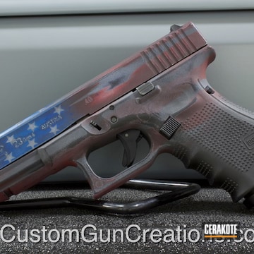 Cerakoted Glock 23 Handgun Done In A Custom American Flag Themed Finish