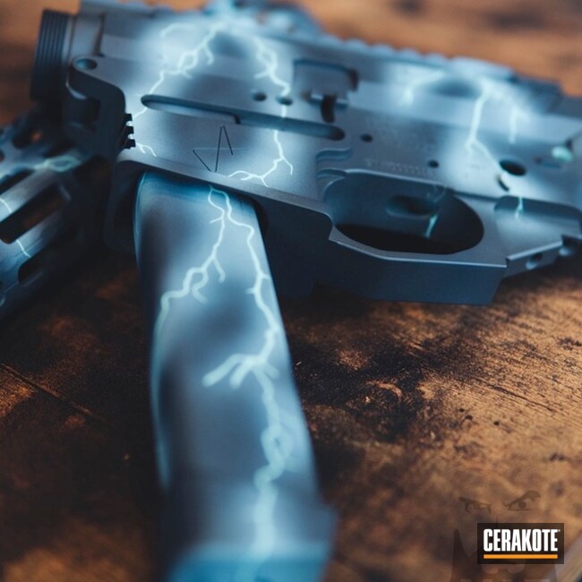 Cerakoted Ar-15 Gun Parts Coated In Sky Blue, Robin's Egg Blue And Sniper Grey