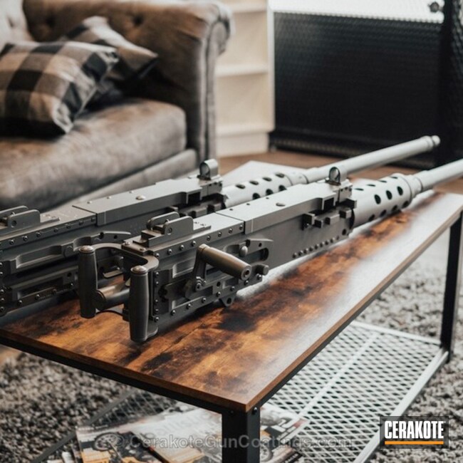 Cerakoted .50  Cal Machine Guns Refinished In H-139 Steel Grey And E-160 Concrete