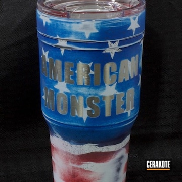 Cerakoted Custom Tumbler Cup Finished In A Distressed American Flag Theme