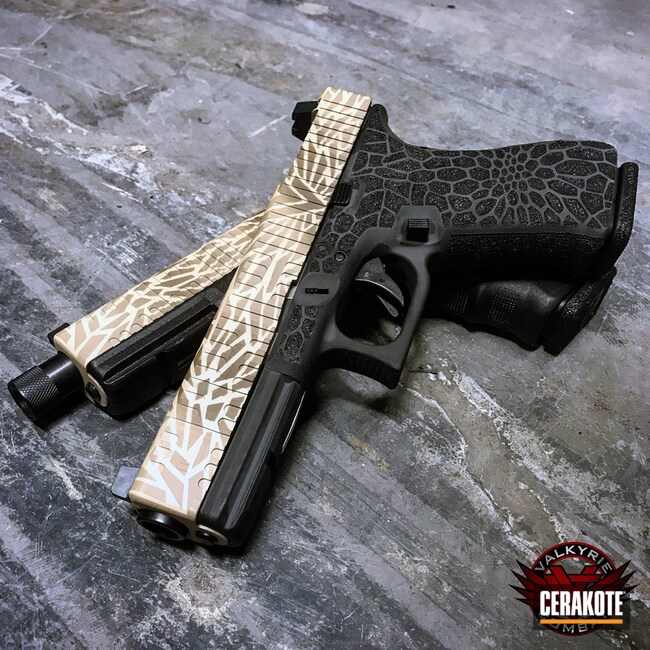 Cerakoted: Glock 21,Desert Sand H-199,Patriot Brown H-226,Glock,Glock 22,Custom Camo,Pistols