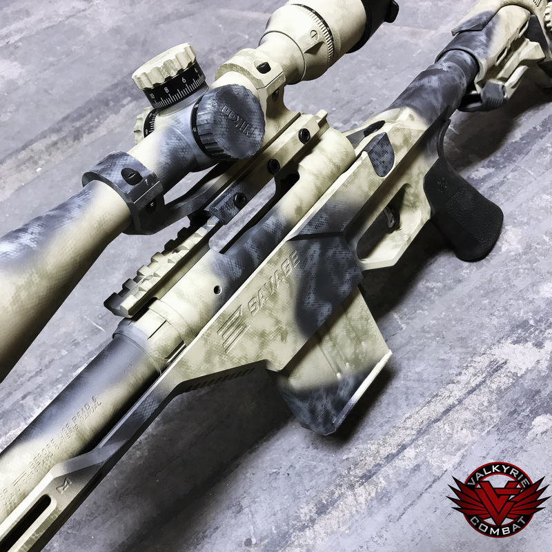 Savage Rifle and Optics coated in a Custom Camo by GREG WOHLER | Cerakote