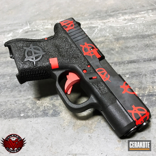Cerakoted: Graphite Black H-146,Crimson H-221,Stippled,Glock,anarchy,SIG™ DARK GREY H-210