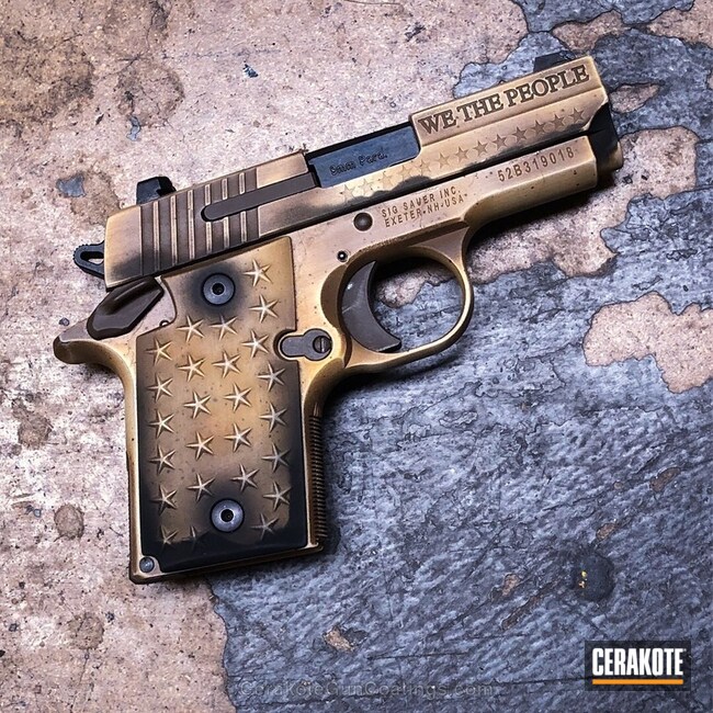 Cerakoted Engraved Sig Sauer Handgun Featuring A Custom Cerakote Finish