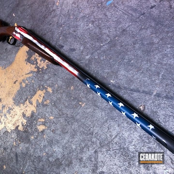 Cerakoted Double Barrel Shotgun Coated In An American Flag Cerakote Theme