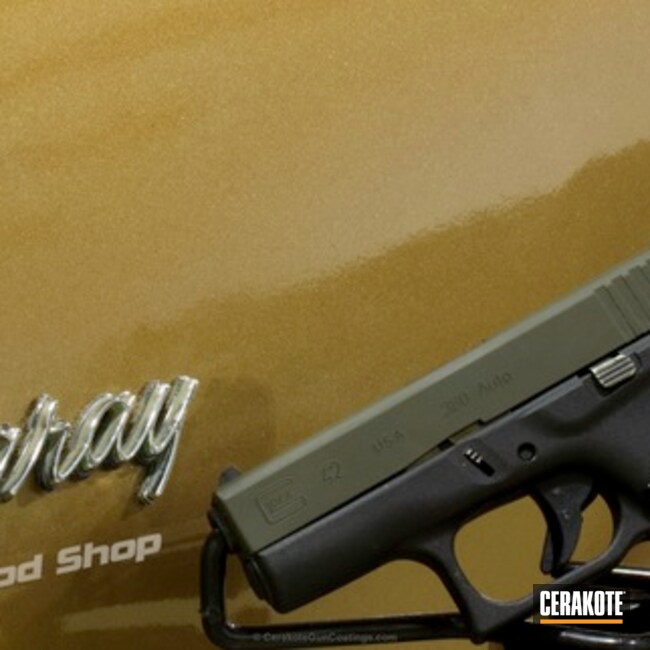 Cerakoted Glock 42 Handgun Coated In H-232 Magpul O.d. Green