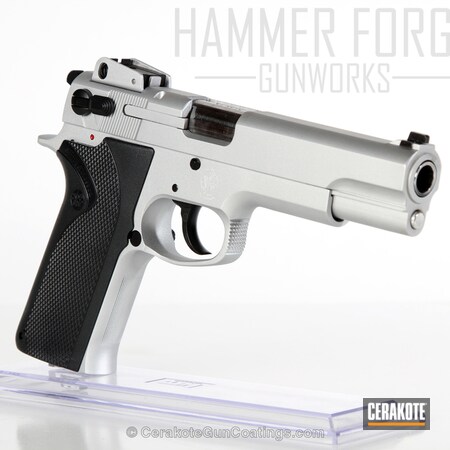 Powder Coating: Graphite Black H-146,Satin Aluminum H-151,Smith & Wesson,4506,Handguns,10mm,Pistol