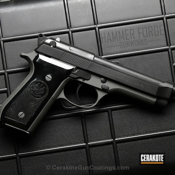 Cerakoted Beretta 92s Handgun Coated In Graphite Black And Sig Dark Grey