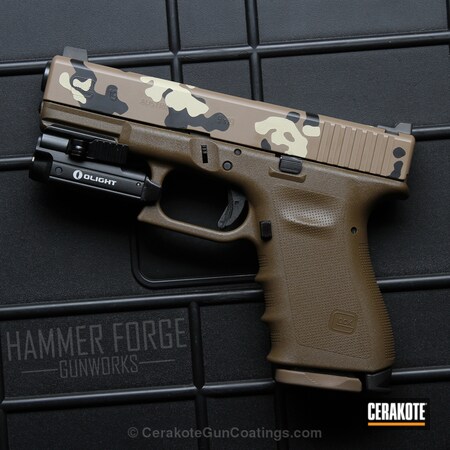 Powder Coating: Graphite Black H-146,Glock,Pistol,Glock 19,ERDL Pattern,Camo,Desert Camo,BENELLI® SAND H-143,Mud Brown H-225