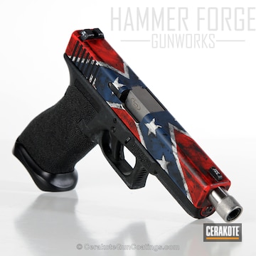 Cerakoted Glock Handgun Coated In A Rebel Flag Theme