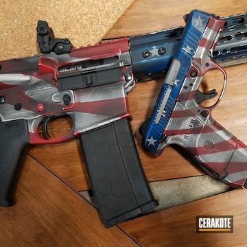 Cerakoted Ruger Handgun In A Distressed American Flag Finish