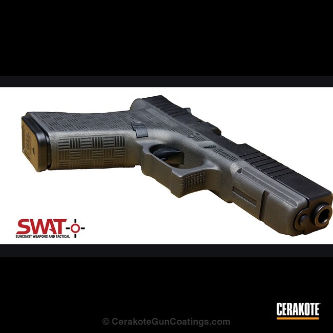 Cerakoted: 9mm,Laser Stippled,Glock 17 Cutdown,Basketweave,Stippled,Pistol,Glock,Glock 17,Laser Engrave,Cobalt H-112