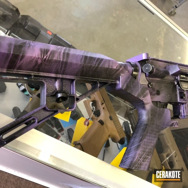 Cerakoted: DPMS Panther Arms,Graphite Black H-146,Bright Purple H-217,Wild Purple H-197,Tactical Rifle,DPMS,Marbled Camo