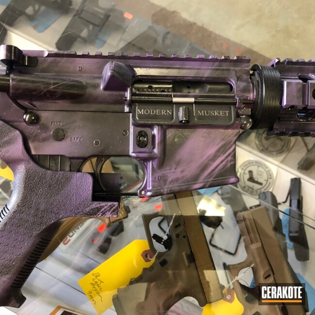 Cerakoted: DPMS Panther Arms,Graphite Black H-146,Bright Purple H-217,Wild Purple H-197,Tactical Rifle,DPMS,Marbled Camo