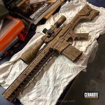 Cerakoted Tactical Rifle Coated In H-199 Desert Sand