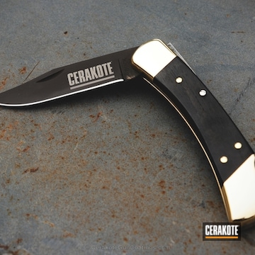 Cerakoted Folding Buck Knife With Laser Engraved Cerakote Logo