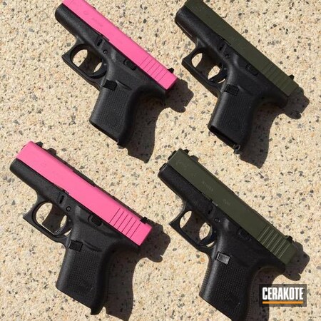 Powder Coating: Glock 43,Glock,Sniper Green H-229,Pistols,Glock 42,Prison Pink H-141