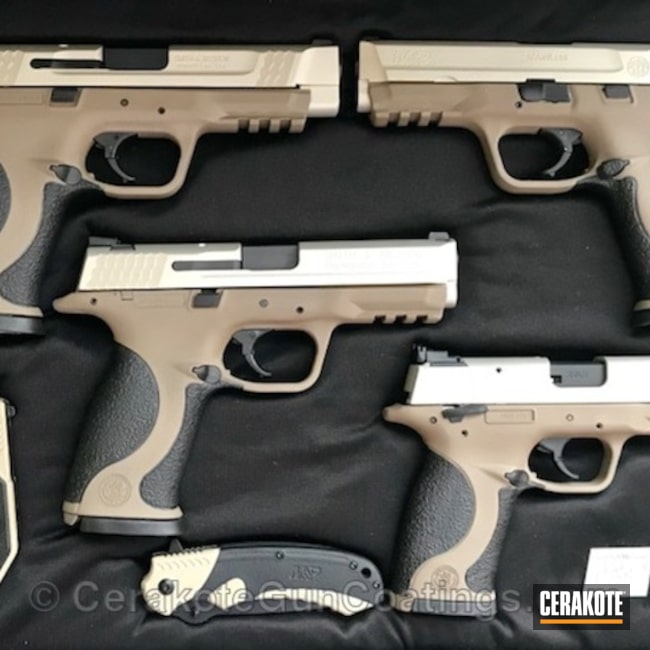 Cerakoted: Stainless H-152,Flat Dark Earth H-265,Knives,Pistols