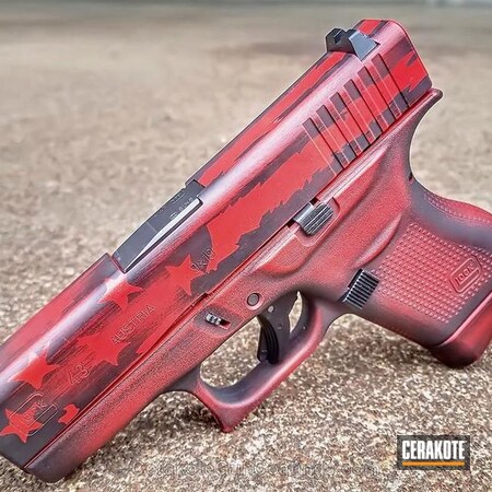 Powder Coating: Glock 43,Glock,Distressed,Pistol,Armor Black H-190,USMC Red H-167,Stars and Stripes