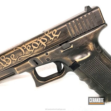 Cerakoted Glock 19 Handgun In H-148 Burnt Bronze And Hir-146 Gen Ii Graphite Black