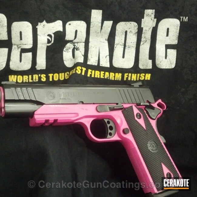 H 141 Prison Pink Wih H 146 Graphite Black By Ricochet Custom Firearms Cerakote