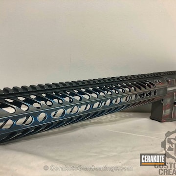 Cerakoted Upper / Lower / Handguard Coated In A Subdued American Flag Finish