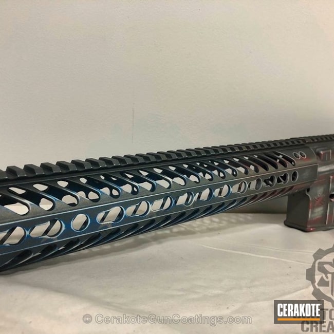 Cerakoted: Custom Mix,Ghost Image,Upper / Lower,FIREHOUSE RED H-216,Snow White H-136,Sons of Liberty Gun Works,Handguard,American Flag,Subdued,Sky Blue H-169,AR-15