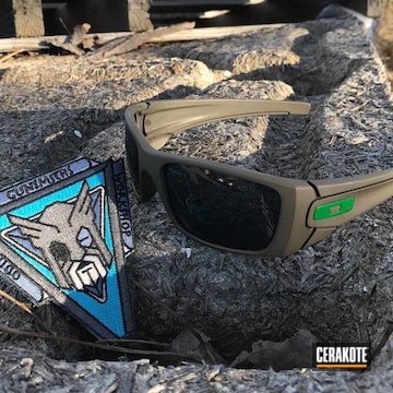 Cerakoted Oakley Sunglasses Coated In H-267 Magpul Flat Dark Earth And H-232 Magpul O.d. Green