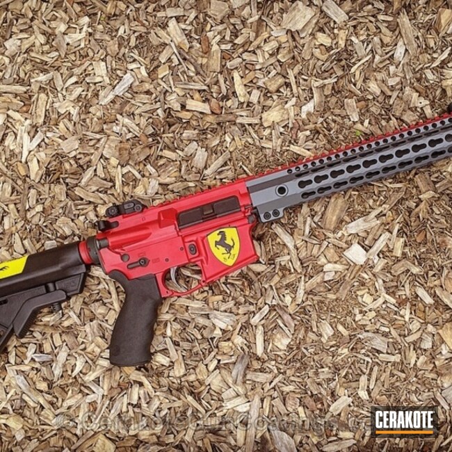 Cerakoted Rifle Coated In A Custom Ferrari Car Theme