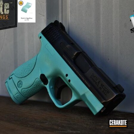 Powder Coating: Smith & Wesson,Smith & Wesson M&P Shield,Two Tone,Pistol,Robin's Egg Blue H-175