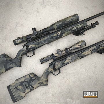 Cerakoted Matching Bolt Action Rifles Coated In A Custom Cerakote Multicam