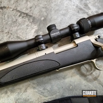 Cerakoted Remington 700 Bolt Action Rifle Done In H-153 Shimmer Gold