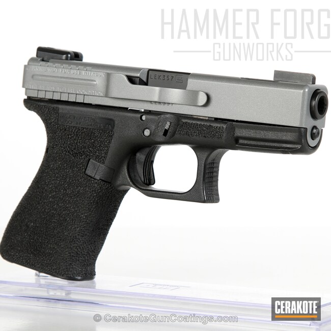 Cerakoted Stippled Glock 19 Handgun In A Custom Mixed Cerakote Finish
