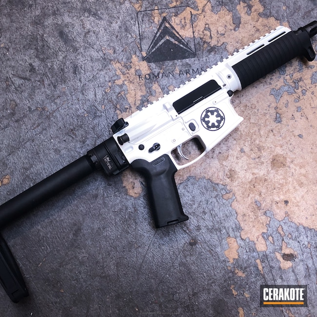 Cerakoted Ar Pistol Coated In H-190 Armor Black And H-297 Stormtrooper White