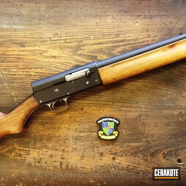 Cerakoted Remington Shotgun In H-146 Graphite Black And H-219 Gun Metal Grey