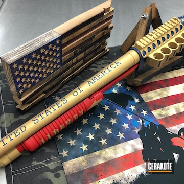 Cerakoted Mossberg Pump-action Shotgun Done In A Usa / American Flag Cerakote Finish