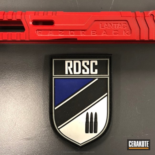Cerakoted Glock Lantac Razorback Slide Coated In Cerakote H-216 Smith & Wesson Red