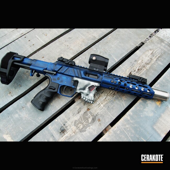 Cerakoted Custom Sbr Build In A Custom Blue/black/white Cerakote Finish