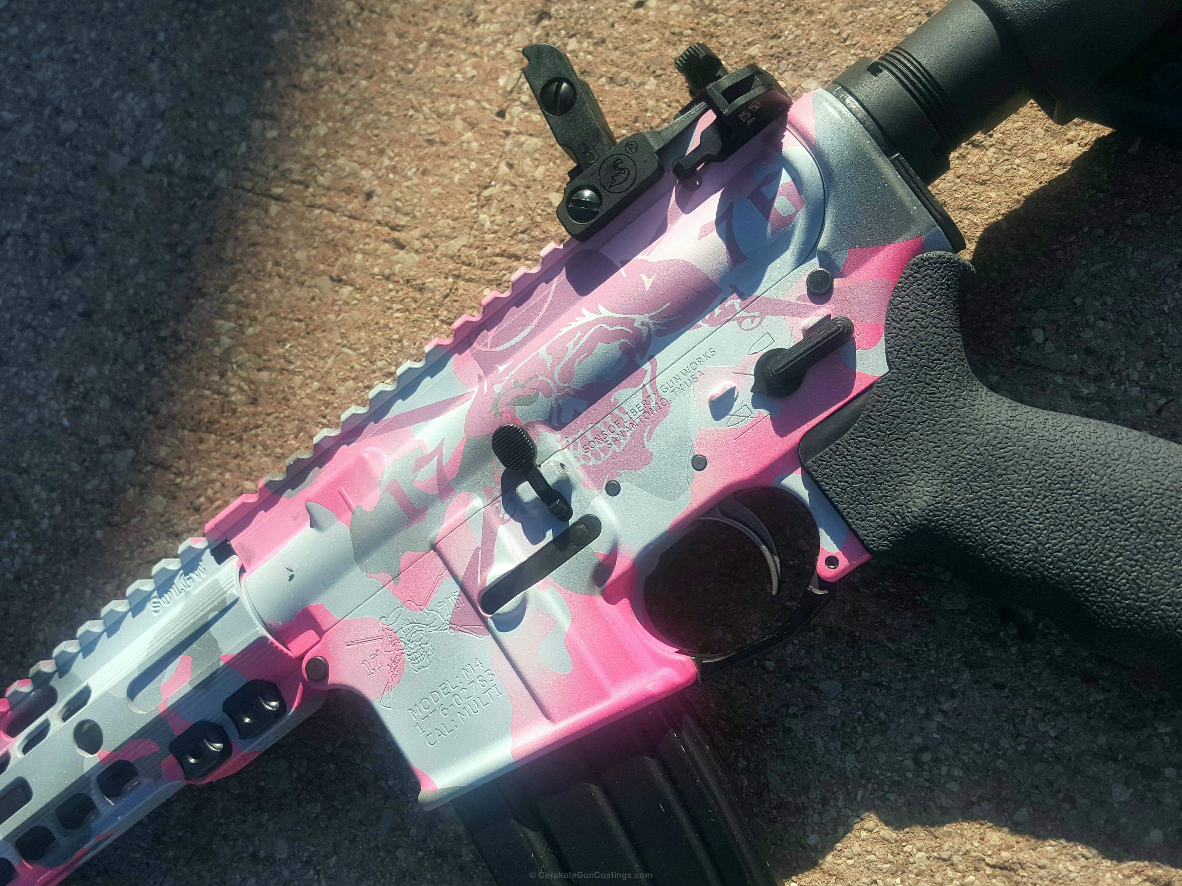 AR-15 coated in a Pink Camouflage Pattern by WEB USER | Cerakote
