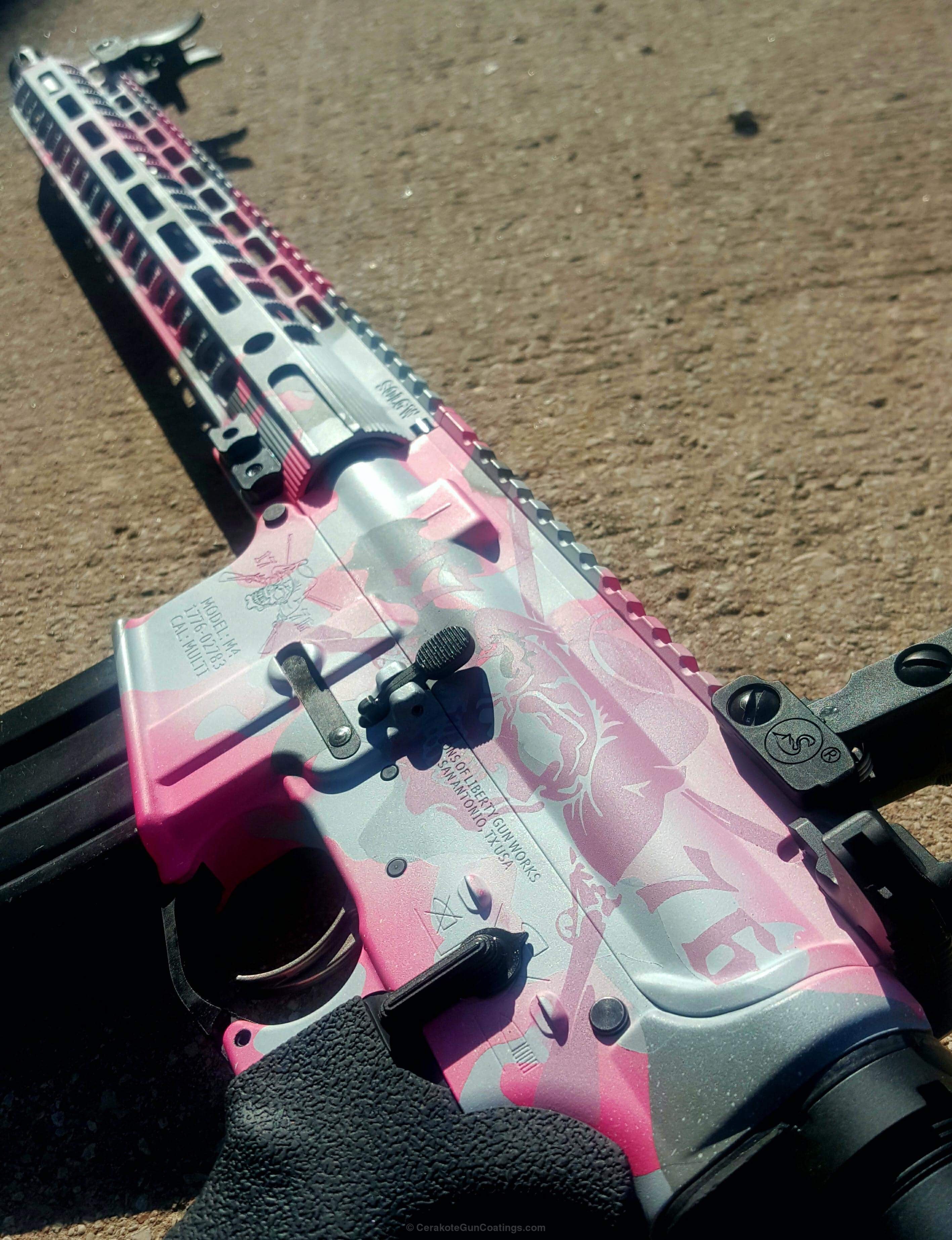 AR-15 coated in a Pink Camouflage Pattern by WEB USER | Cerakote