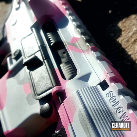 Powder Coating: Bazooka Pink H-244,SOLGW,Modern Sporting Rifle,BATTLESHIP GREY H-213,AR-15,Pink Camo,Rifle,pink camouflage,SOLGW Anniversary Set,Snow White H-136,Sons of Liberty Gun Works,Camo,Tactical Rifle