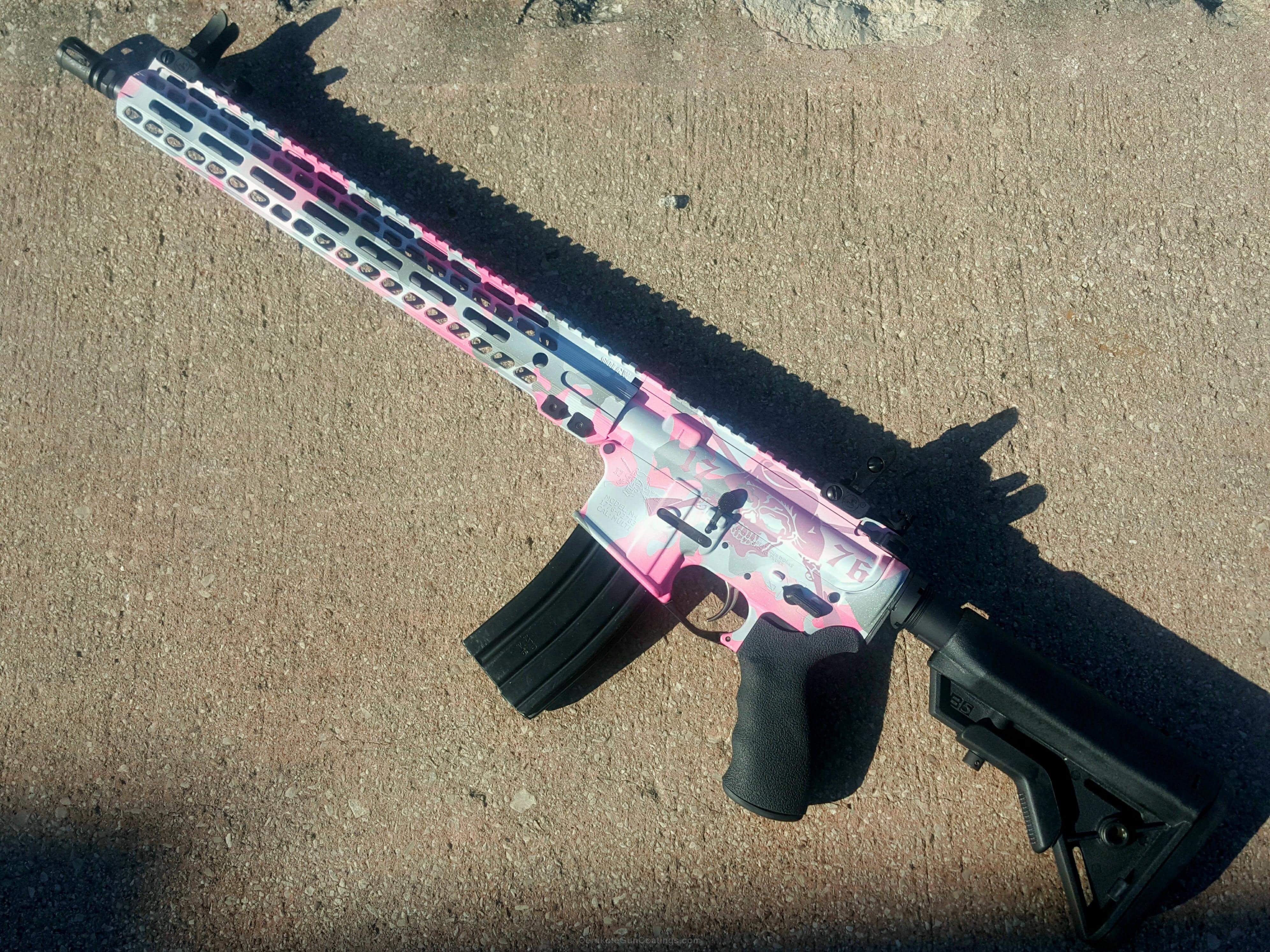 AR-15 coated in a Pink Camouflage Pattern by WEB USER | Cerakote